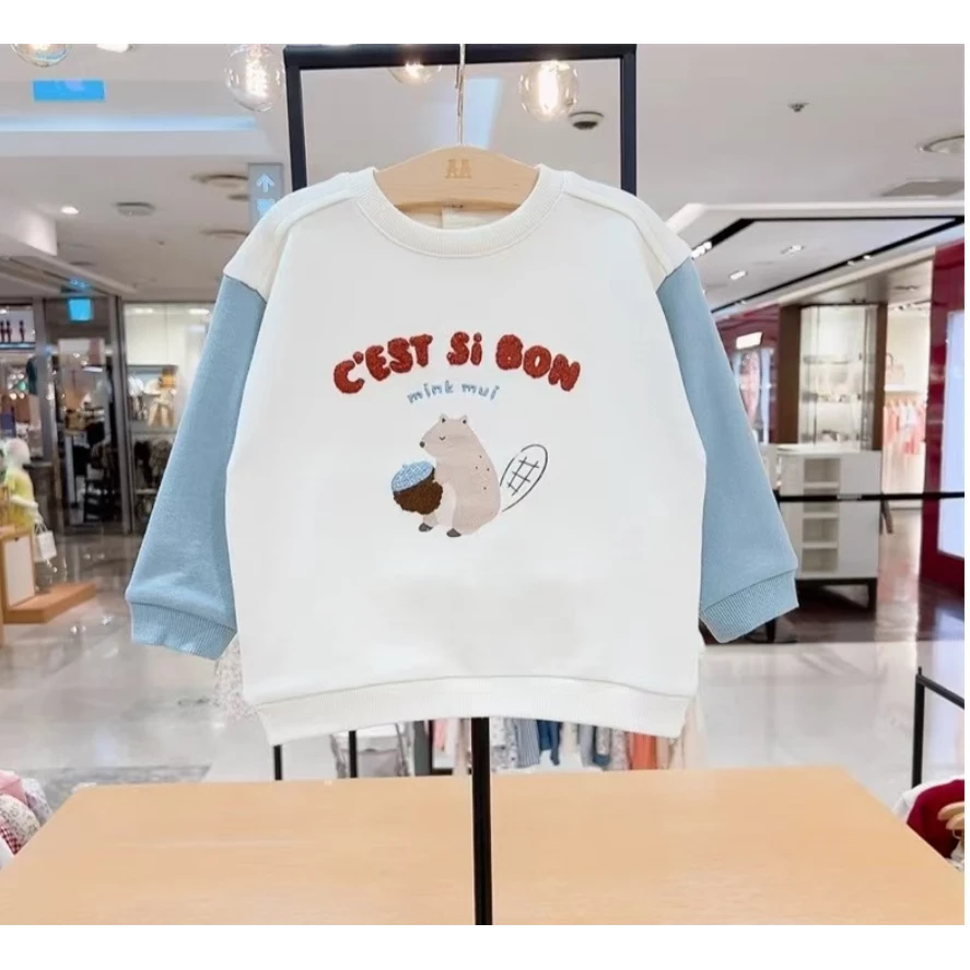 韩国男女童拼接字母绣洋气卫衣12030