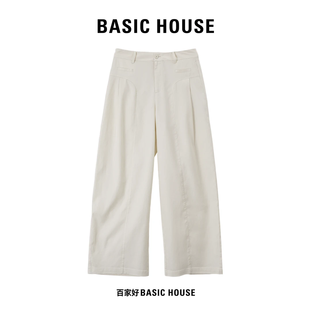 Basic House/百家好2025年新款高腰潮流百搭设计师款直筒裤4532YY