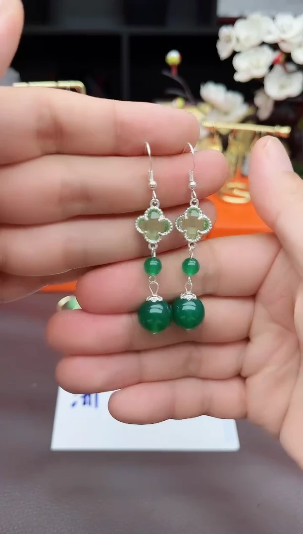 玛瑙/玉髓耳饰银S925镶嵌705000