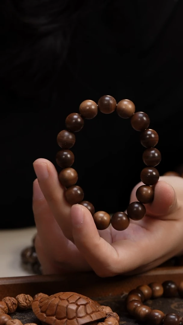 檀香木手串/手链老山檀香1.2圆珠单圈钢印料