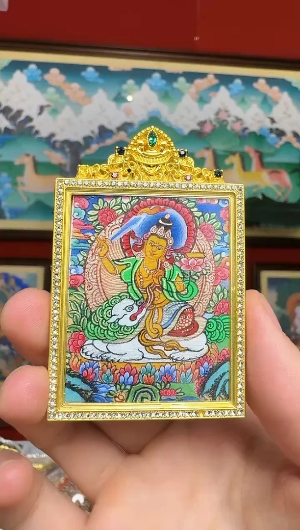 吊坠文老师-热贡纯手绘周毛