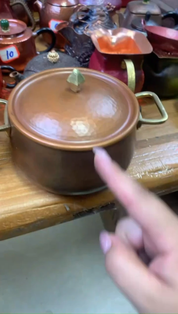 紫铜烤色双耳小锅