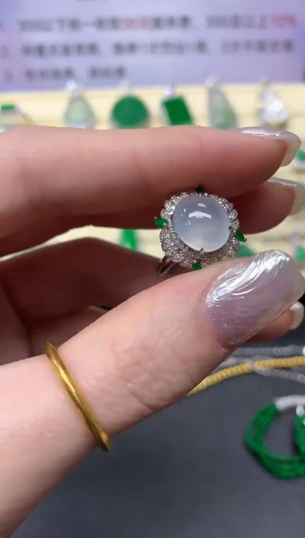 【闪购商品】翡翠戒指18K金镶嵌戒指|4500+450