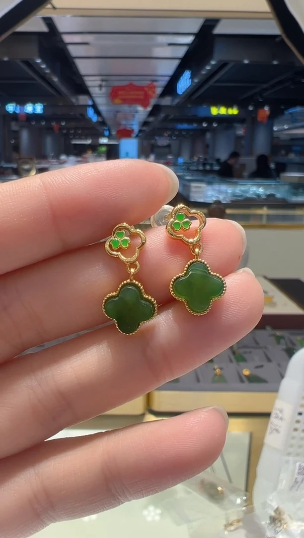 【闪购商品】和田玉耳饰银S925镶嵌06