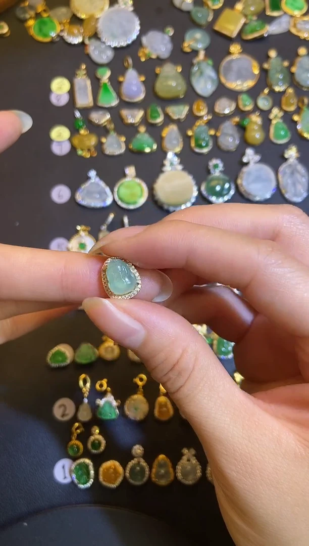 吊坠(不含链)银S925镶嵌翡翠1