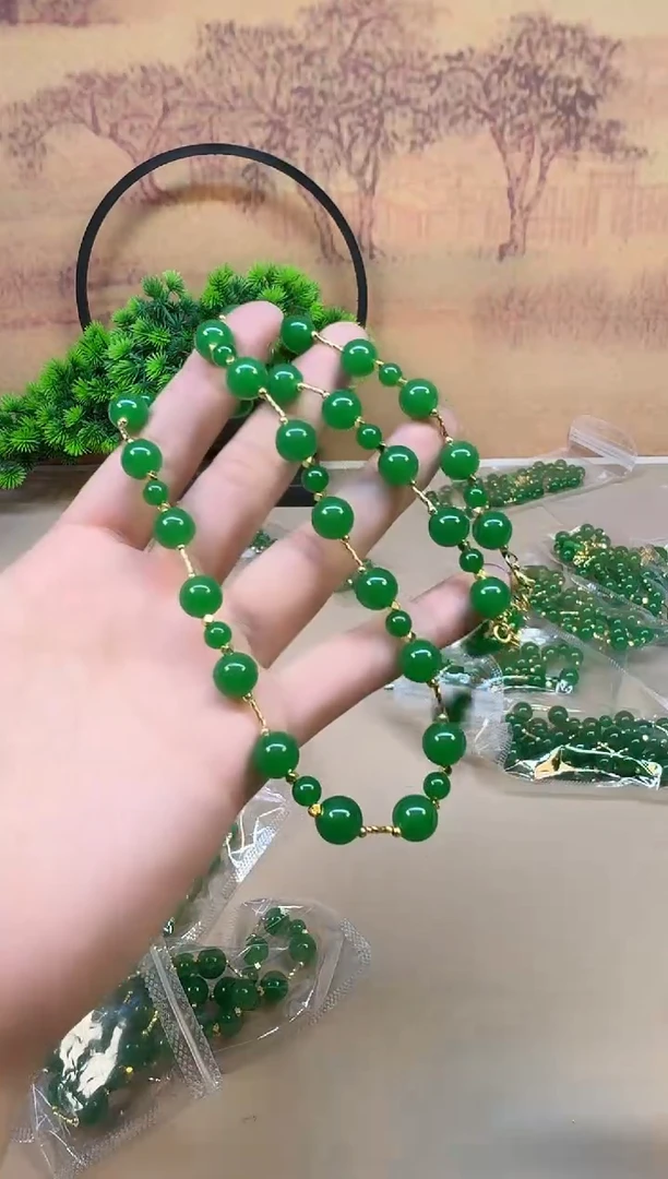 颈饰14K金镶嵌和田玉A075