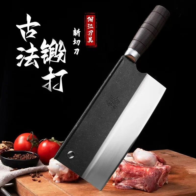 铁鑫匠手工斩切刀锋利圆柄烧腊刀厨师商用专用刀广东正宗阳江菜刀
