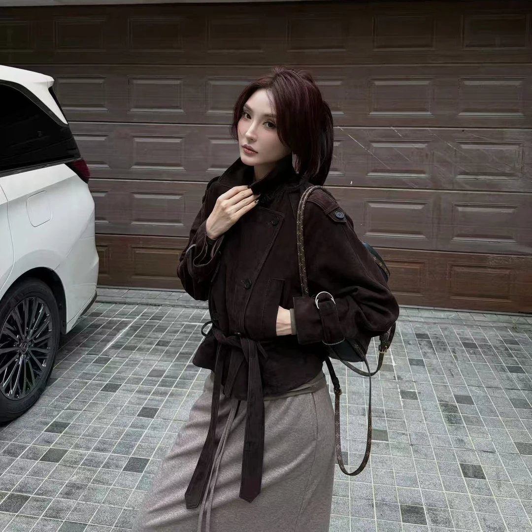 Moprobably李予诺「灰巧」"羊皮革"气质百搭真皮夹克外套L5382024