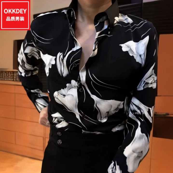 秋季新款高端男士商务衬衫时尚百搭衬衣休闲潮流衣服高级感男装