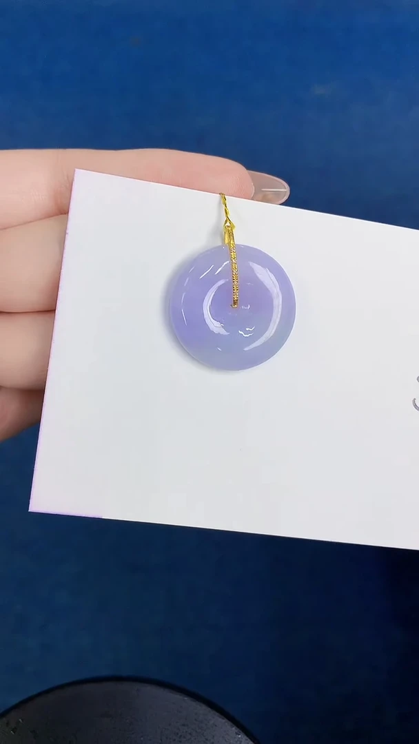 颈饰18K金镶嵌翡翠缅甸天然翡翠A货