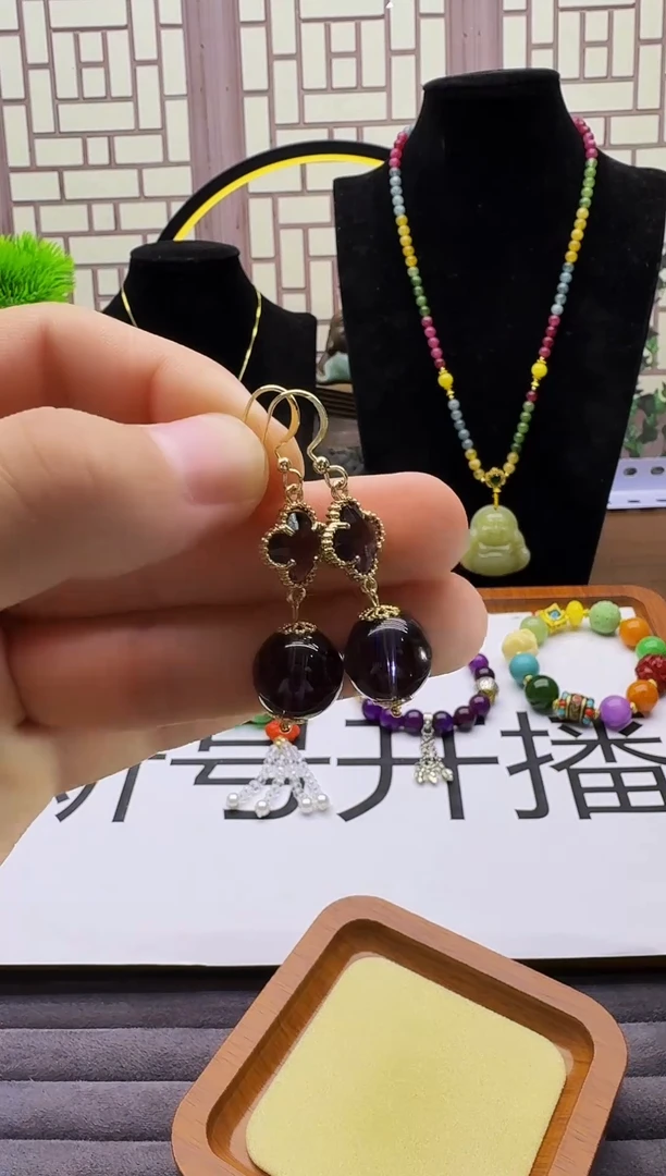 紫晶耳饰14K金镶嵌E63