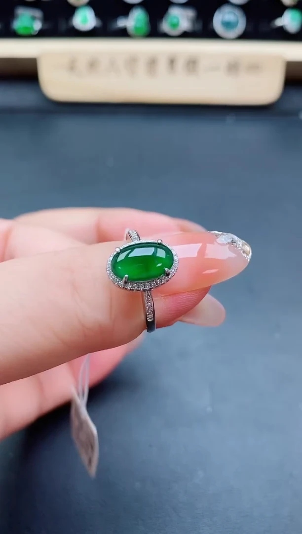 银S925镶嵌戒指翡翠1