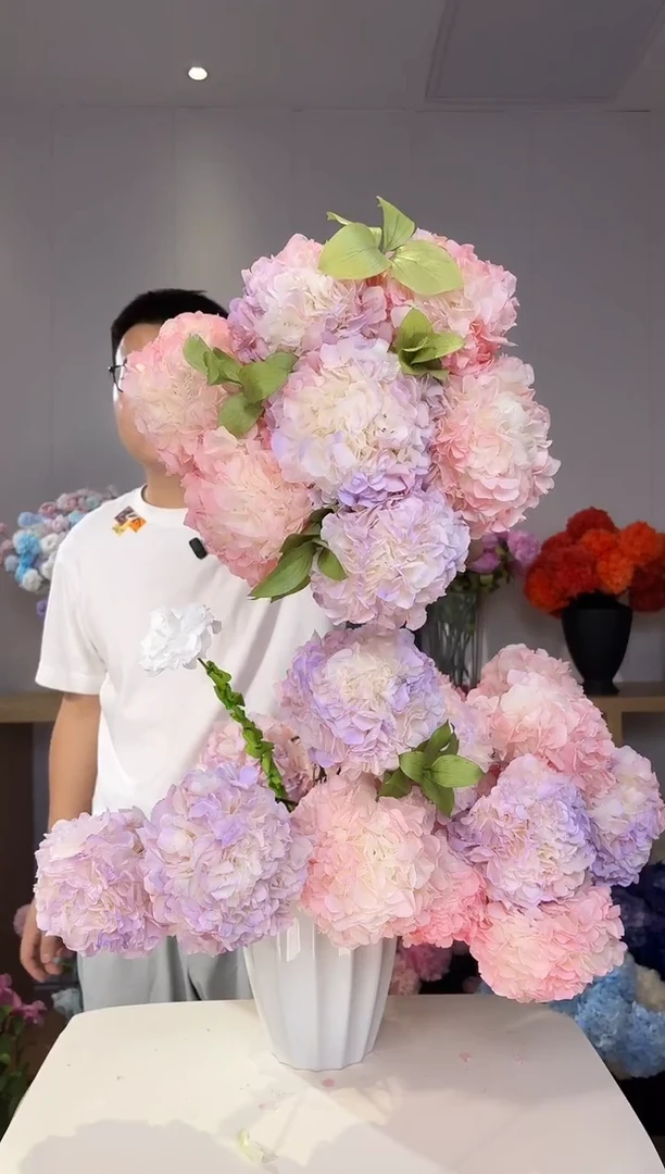 永生大叶绣球6枝+送3枝橘叶(福利送1枝,发7枝花球)