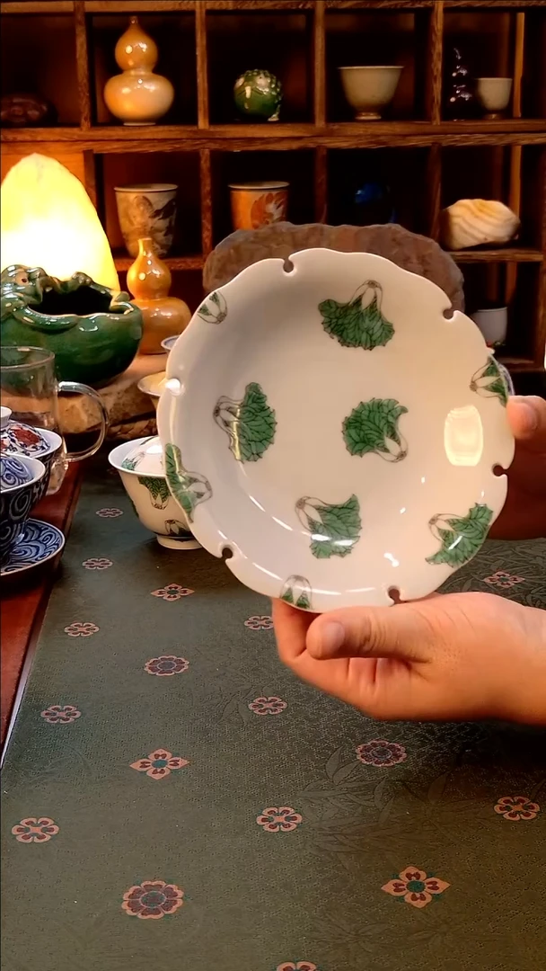 【手工手绘古彩白菜壶承】