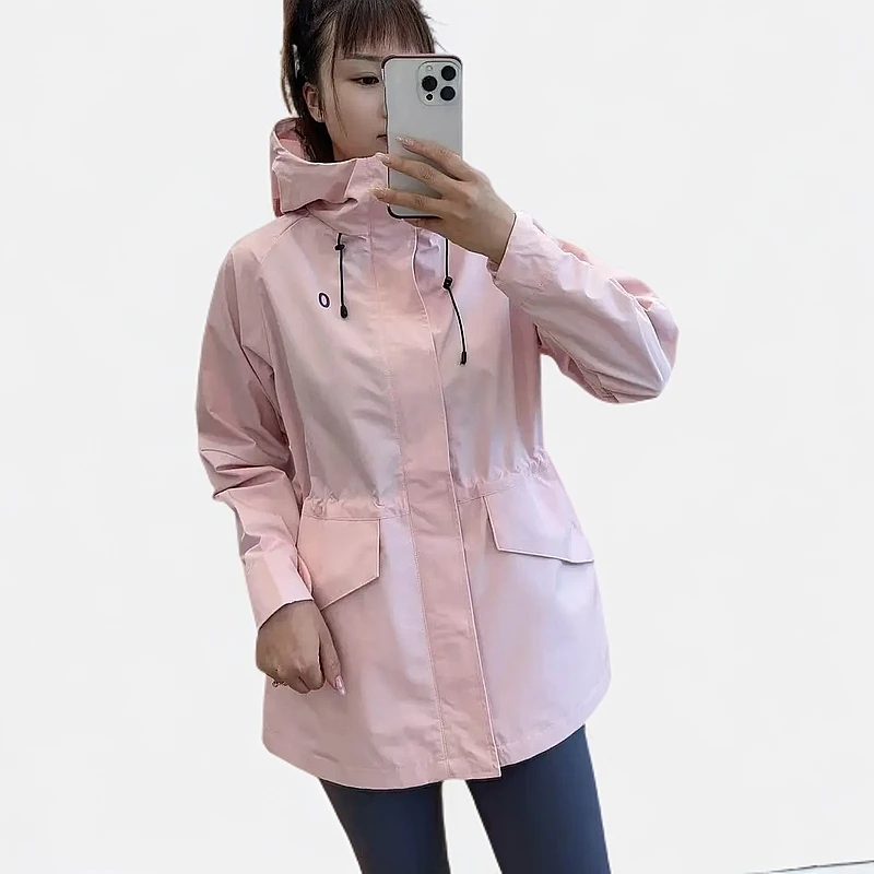 简约时尚春季新款女士连帽冲锋衣1066时尚户外休闲防水百搭运动