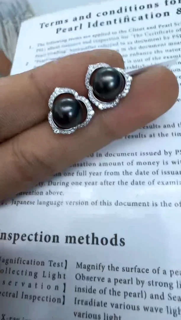 银S925镶嵌海水珍珠耳饰耳钉