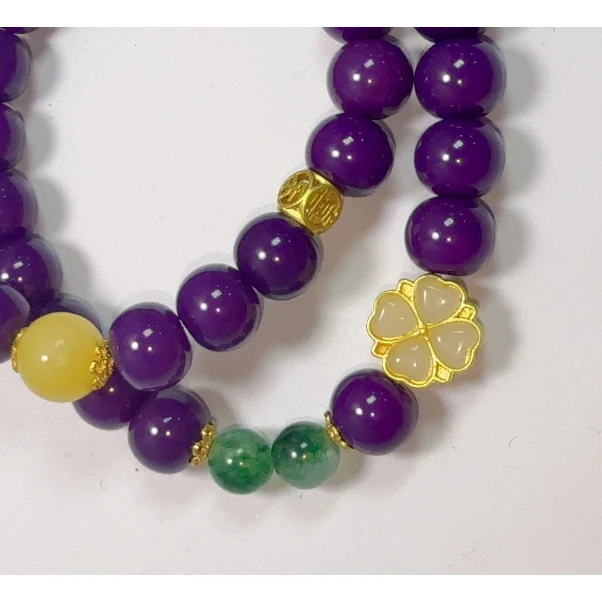 8-紫色菩提9mm+四叶草配饰