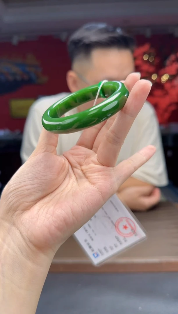 颈饰未镶嵌和田玉碧玉阳绿手镯54+