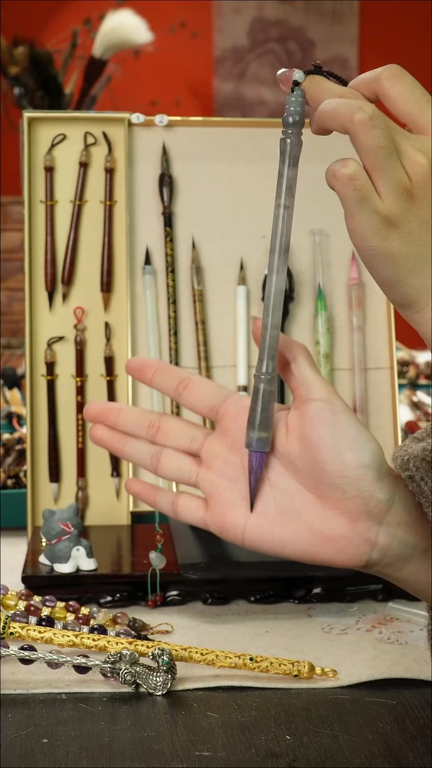 60号闪孤品高货毛笔链接 清水试笔 蘸墨不退