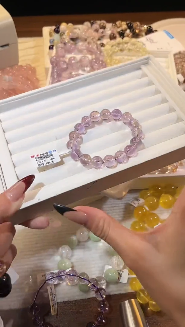 合成欧泊未镶嵌手串多样性发一Q56紫水12mm