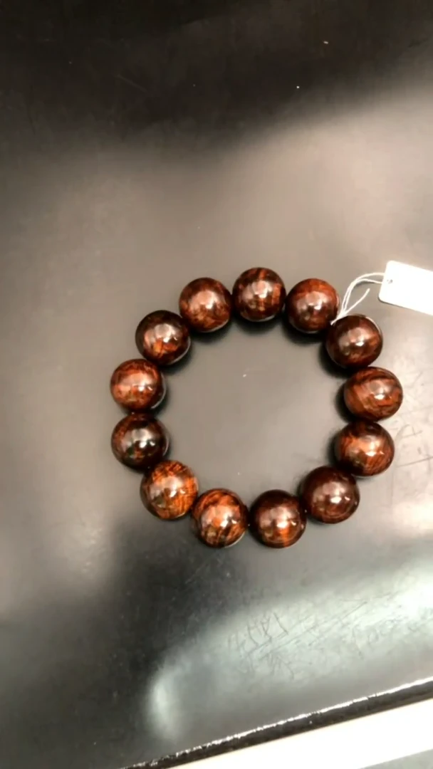 黄花梨/降香黄檀手串/手链海黄野紫油老料1.8多彩水波高端串