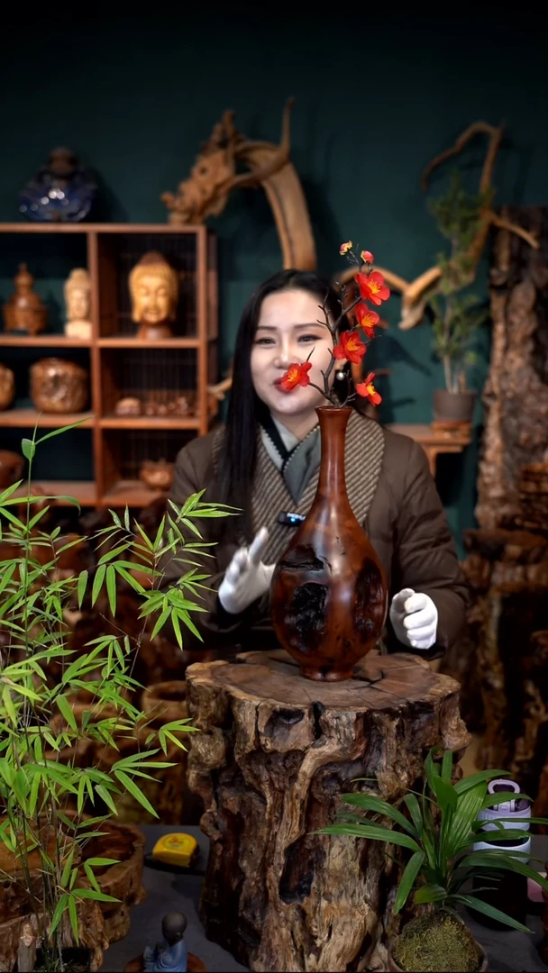 木雷击枣木富贵瓶
