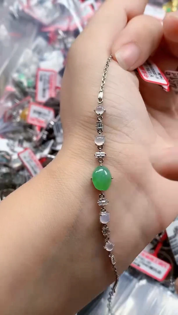 银S925镶嵌戒指翡翠天然A货缅甸翡翠