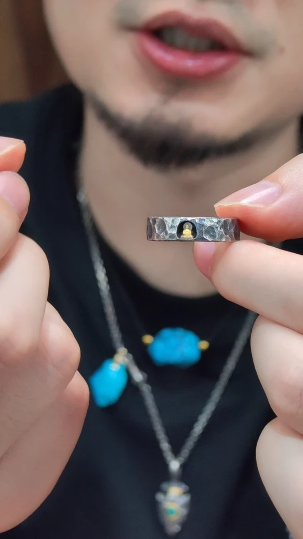 925银戒指/指环S925银锤纹戒指念一多样性发一