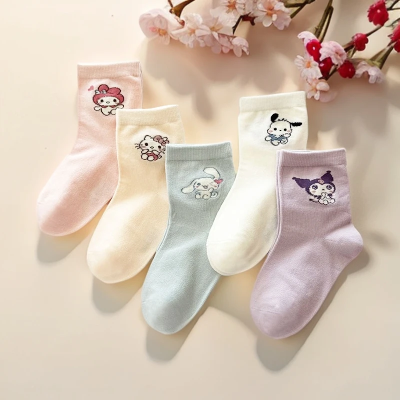 爱嘀嗒儿童袜子春秋款女童宝宝可爱卡通动漫精梳棉透气防臭中筒袜