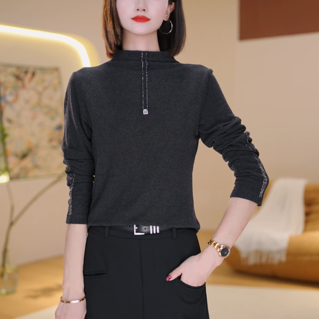 2025秋冬季女装百搭气质通勤显瘦长袖简约洋气设计感上衣2802