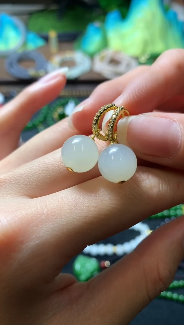 【闪购商品】和田玉耳饰银S925镶嵌耳扣款