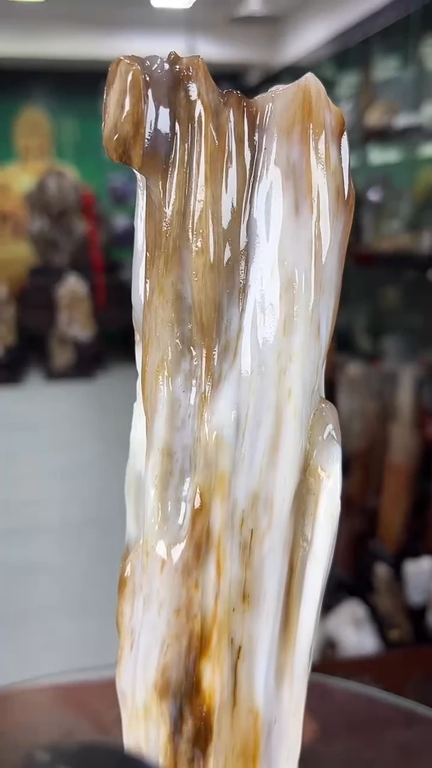 缅甸天然树化玉摆件