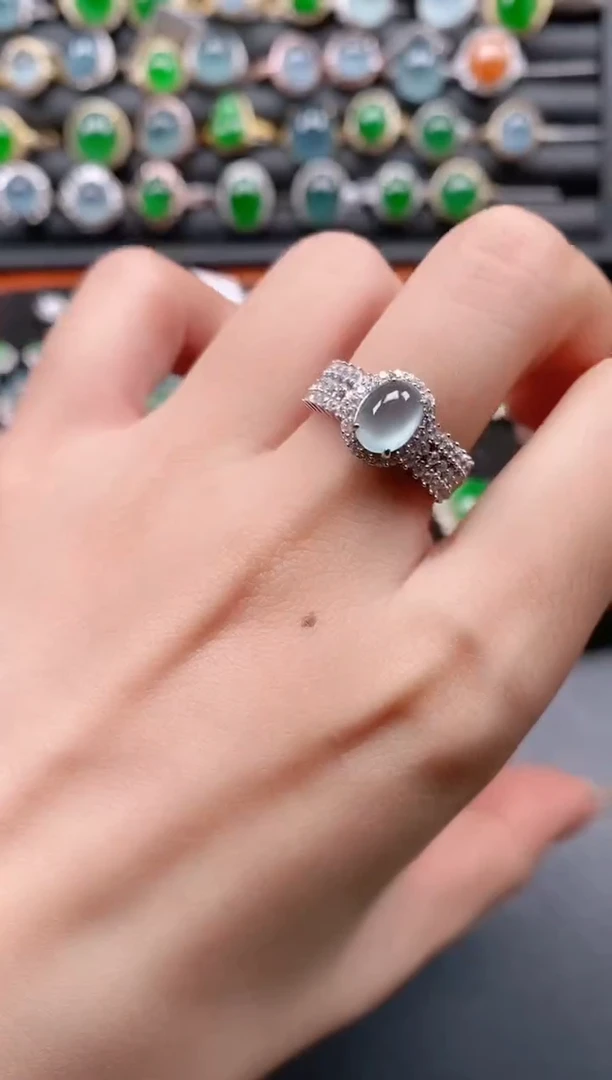 银S925镶嵌戒指翡翠111