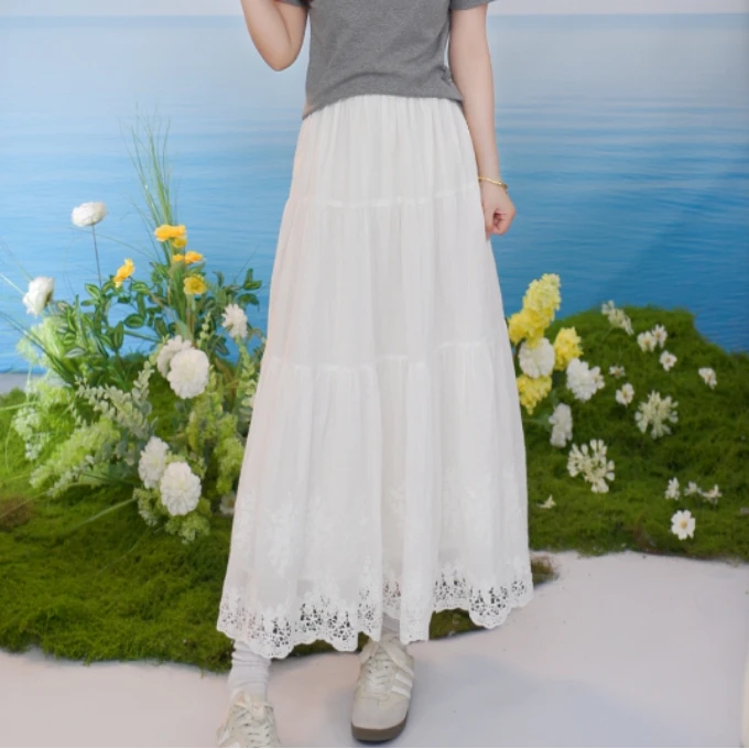 【欧若假日风】茵曼夏季时尚气质高腰显瘦复古休闲百搭中长款半身裙