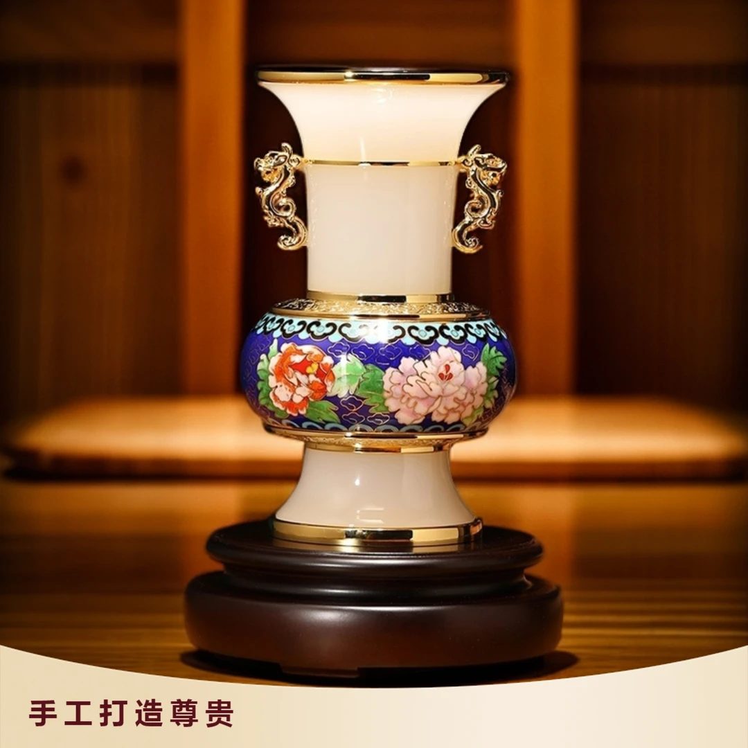 花瓶摆件非遗手工铜掐丝珐琅景泰蓝瓶客厅玄关电视柜装饰中式摆件