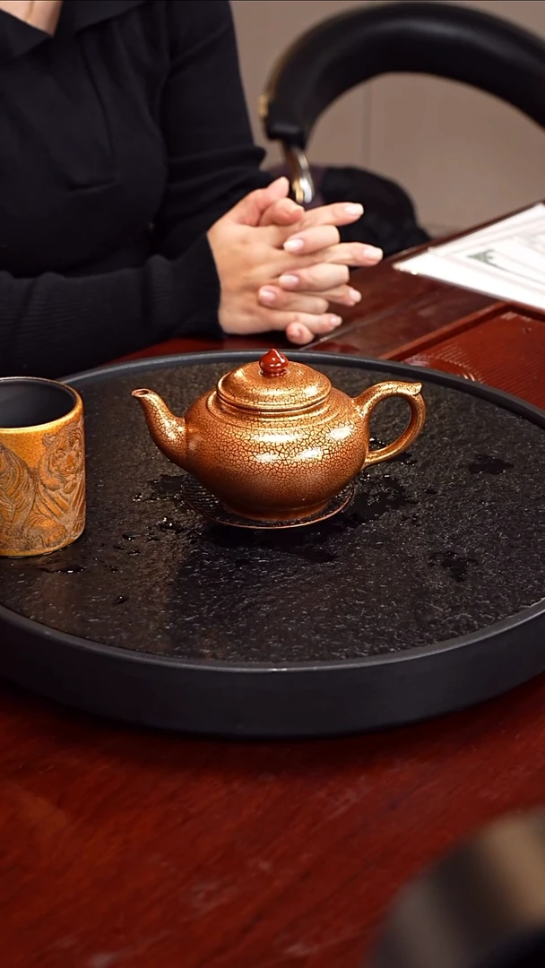 茶壶紫砂沈建康 笑樱123  天星泥铂金烧 310毫升 拓片