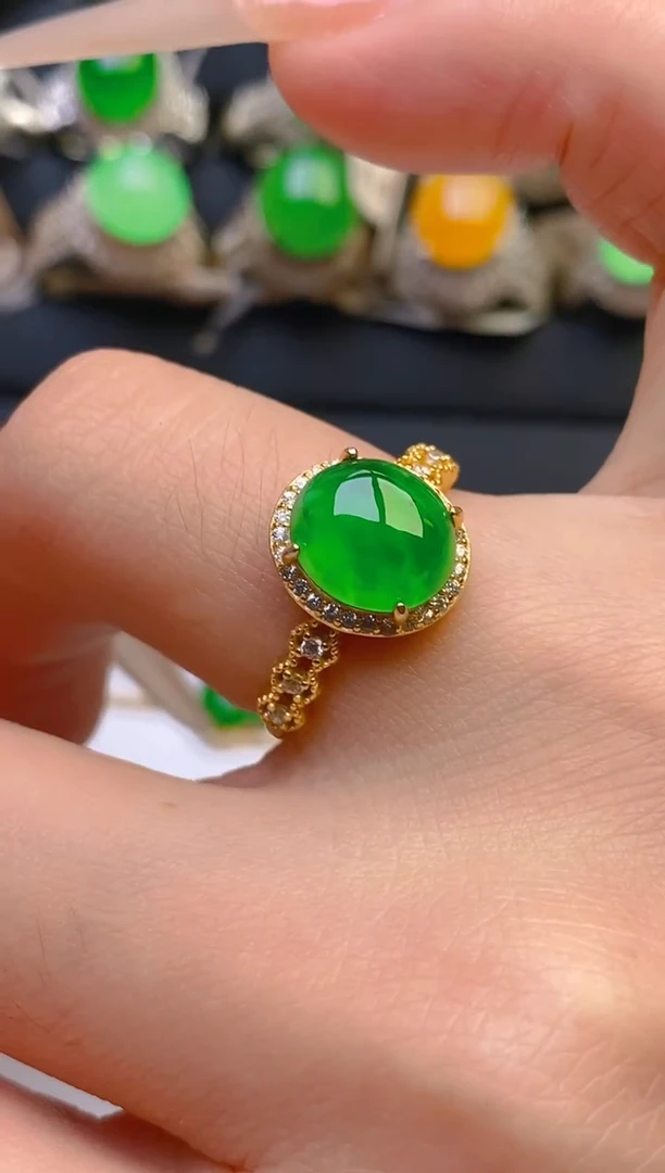 翡翠银S925镶嵌耳饰天然