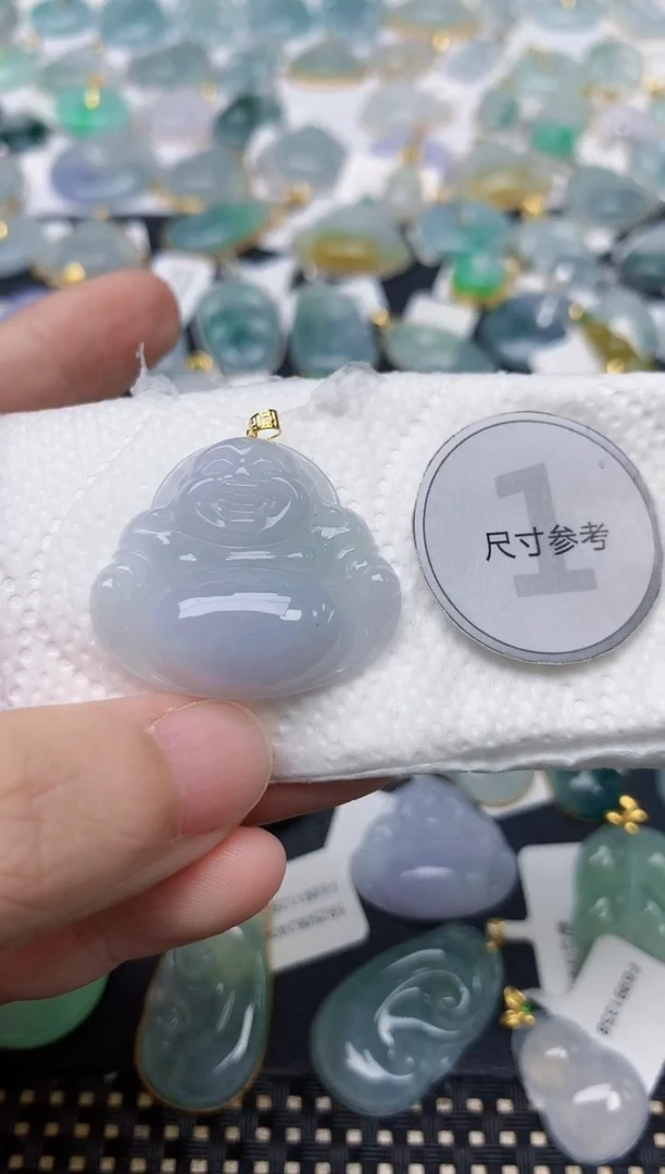 颈饰18K金镶嵌翡翠天然缅甸A货翡翠