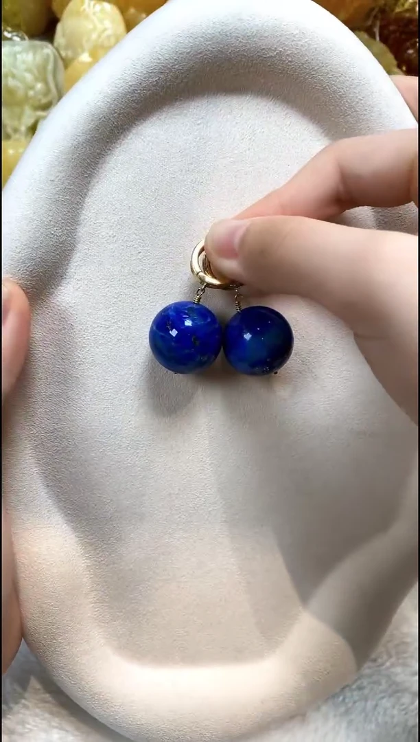 银S925镶嵌青金石耳饰耳环