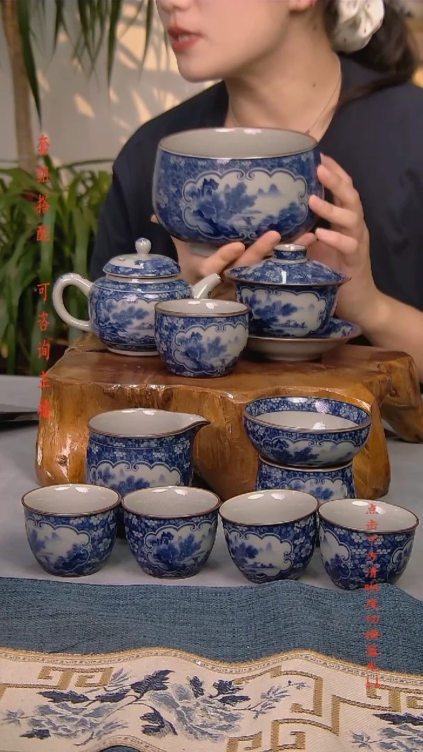 简装家用款10件套 老陶泥开片纹陶瓷茶具
