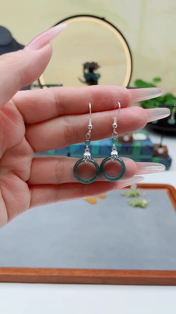 未镶嵌翡翠耳饰00翡翠圈圈