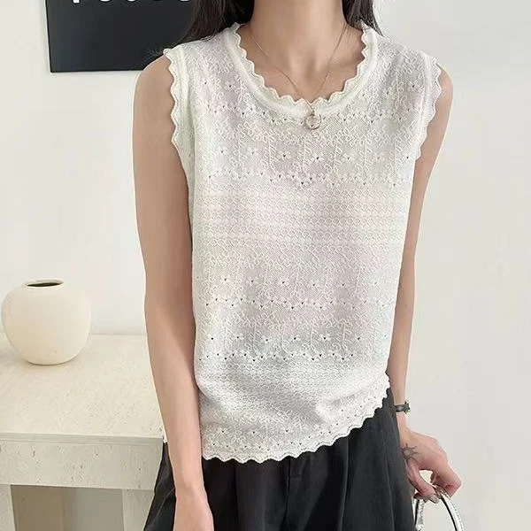 重磅推荐！精纺羊毛女士圆领针织无袖背心通勤时尚百搭