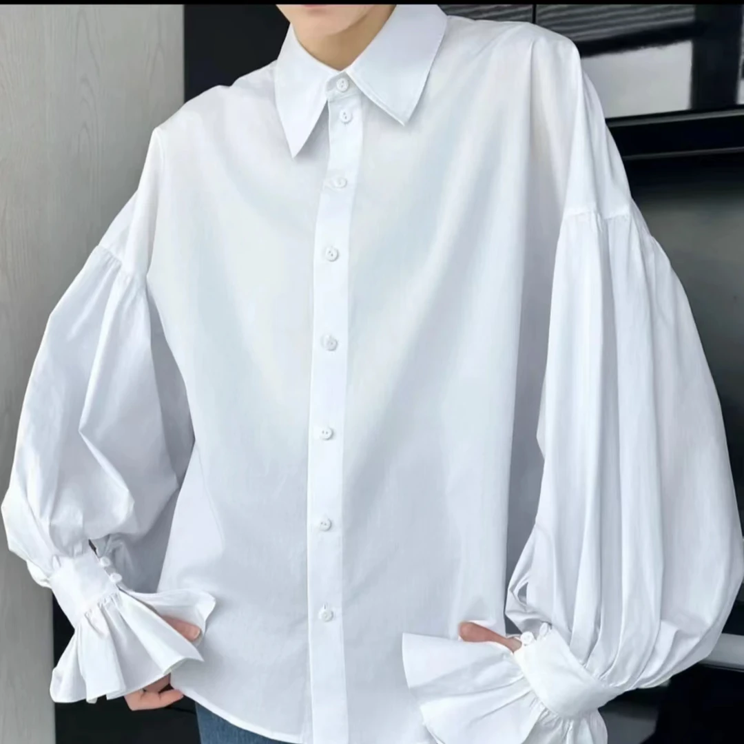 【商场同款】泡泡袖衬衣新款时尚百搭ins风宽松休闲白衬衫女5301042