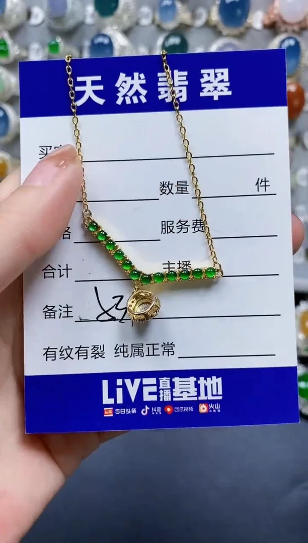翡翠银S925镶嵌颈饰0531