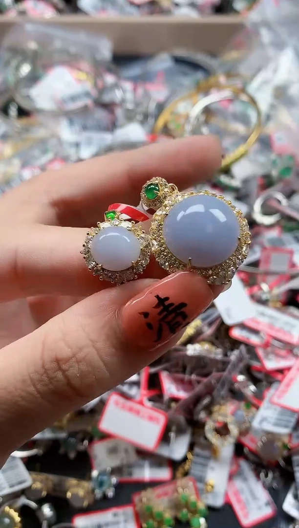 银S925镶嵌戒指翡翠天然A货缅甸翡翠