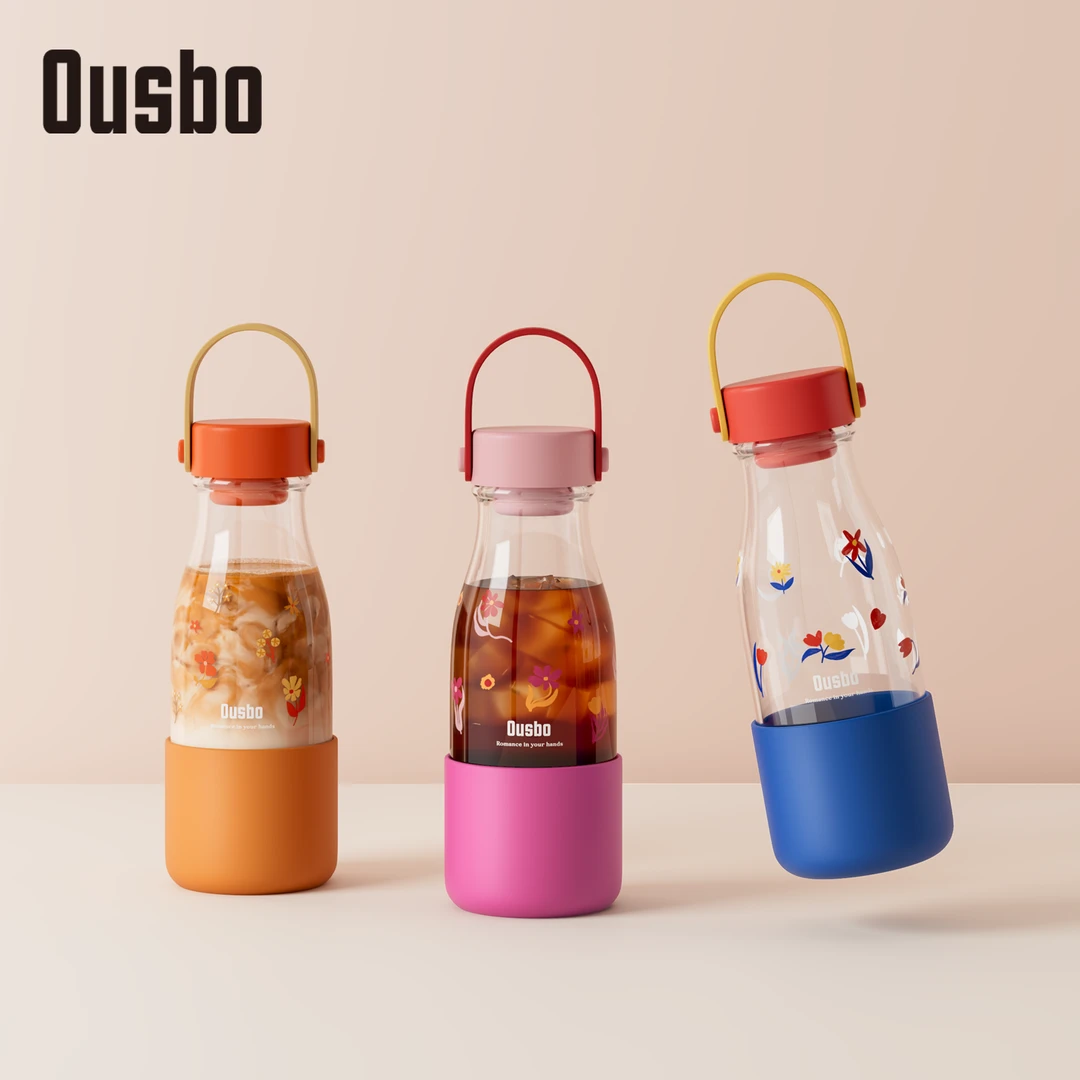 Ousbo玻璃小奶杯女生高颜值便携密封咖啡冷萃瓶耐高温车载冷泡瓶