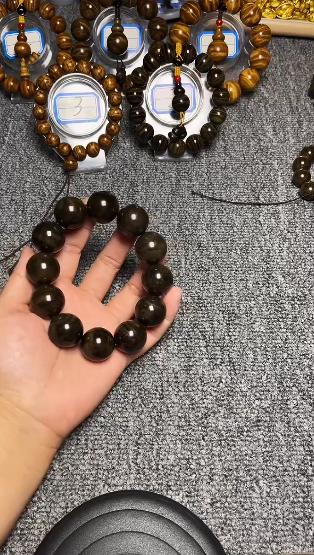 阴沉木手串/手链2.0高碳化闪电纹80