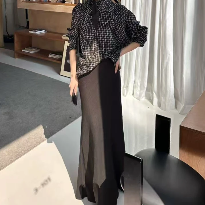 FIINAL《莉莉丝心事》黑色半女高腰显瘦百搭半身裙