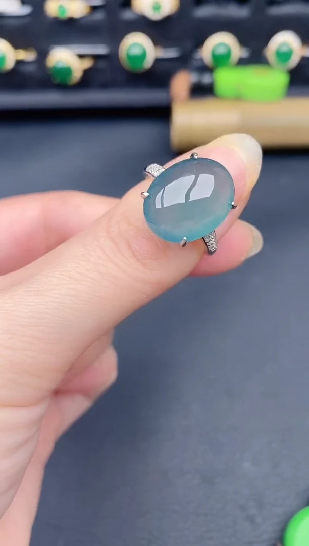 银S925镶嵌戒指翡翠天然a货翡翠68