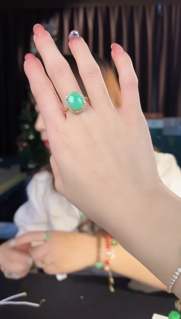 【闪购商品】翡翠戒指银S925镶嵌缅料A货/支持复检/一件